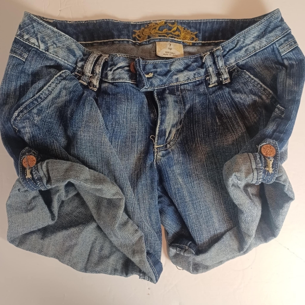 Lola Jean Shorts Womens 7 Y2K Roll Up Cuffs Pockets Mom‎ Jeans